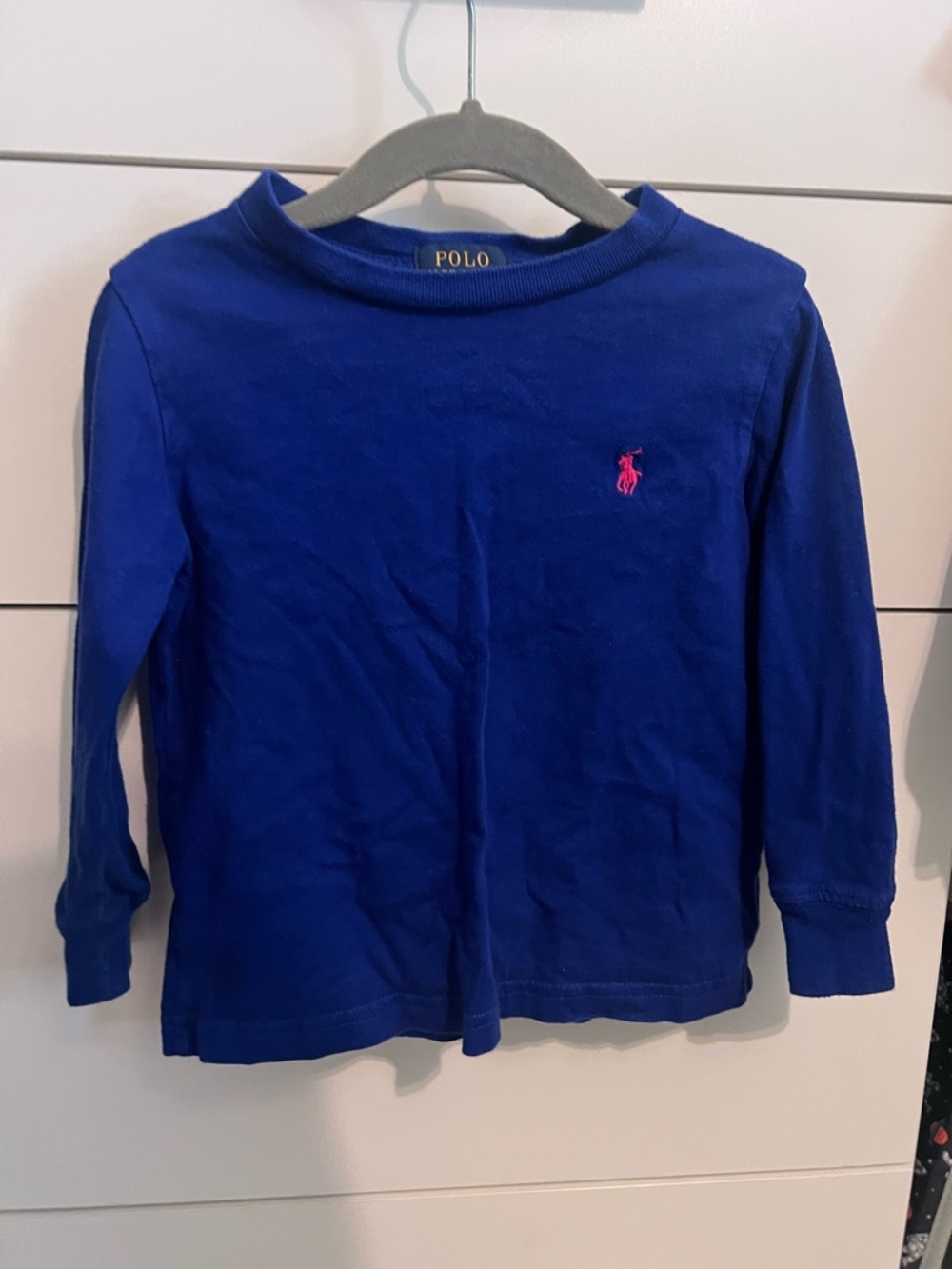 Polo by Ralph Lauren Royal Blue Long-Sleeve Tee with Pink Pony